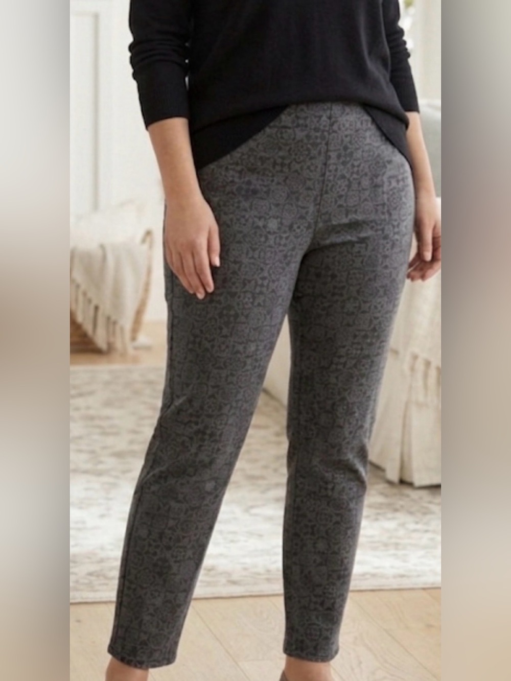 Soft Surroundings High Rise Pull-on Skinny Jeans in Black & Charcoal - Sz PL